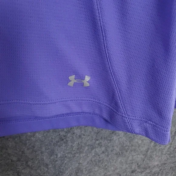 Under Armour Shirt Womens Medium Golf 1/4 Zip Pullover Heathered Purple Heatgear - Picture 2 of 16